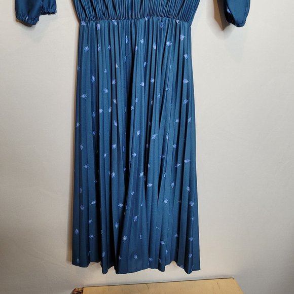 Vintage Secretary Dress Queens Row Polyester Size 8MP Pleated Bow Tie Neck - Picture 9 of 10